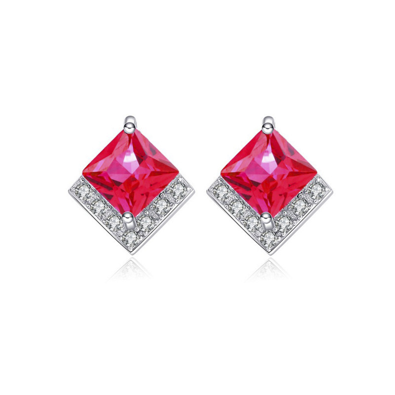 Red Agate Stud Earrings S925 Sterling Silver B014