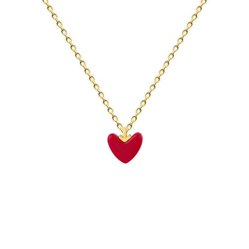 Little Red Heart Necklace S925 Sterling Silver A019
